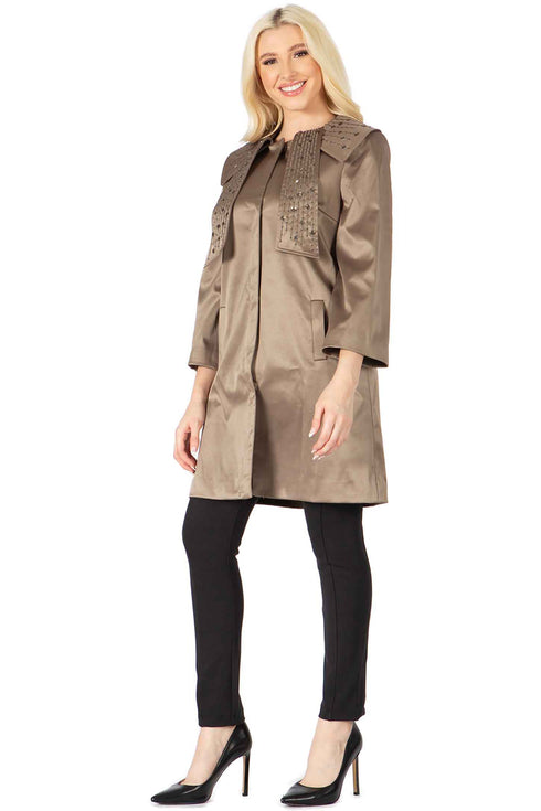 Stately Beaded Scarf Coat
